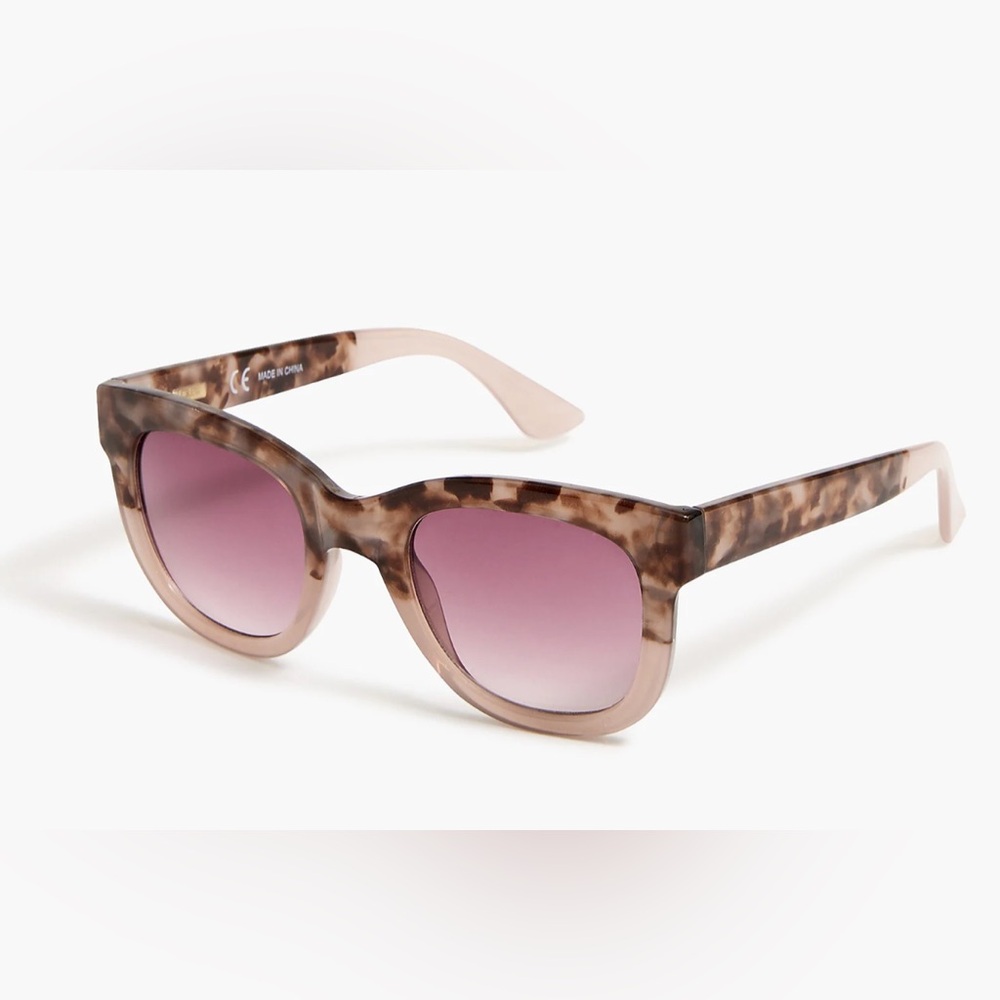 J.CREW Pink Tortoise Split Color Oversized Sunglasses 100%UV